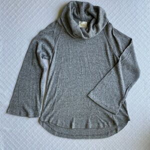 Maeve Anthropologie Soft Stretchy Ribbed Cowl Neck Top‎ Bell Sleeve Grey Size XS